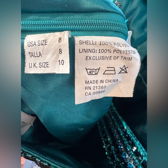 New Mori Lee Black & Teal Satin/Sequin Formal Evening Gown - Picture 16 of 16